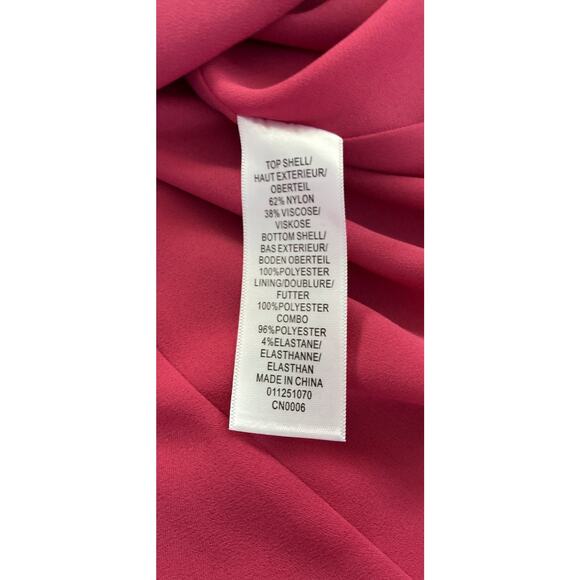 NWT Adrianna Papell Sz 8 Chiffon Lace Overlay Fit N Flare Dk Pink Zip Drop Waist - Picture 10 of 16